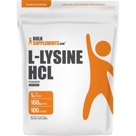 BulkSupplements L-Lysine Powder - as L-Lysine HCl, Amino Acid Supplement - Unflavored, 100g (3.5 oz)