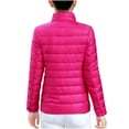 thumbnail image 4 of Tuphregyow Women Packable Puffer Jacket Trendy with Travel Stand Collar Winter Warm Puffy Jacket Lightweight Quilted Jacket Long Sleeve Solid Hot Pink XXXL, 4 of 6