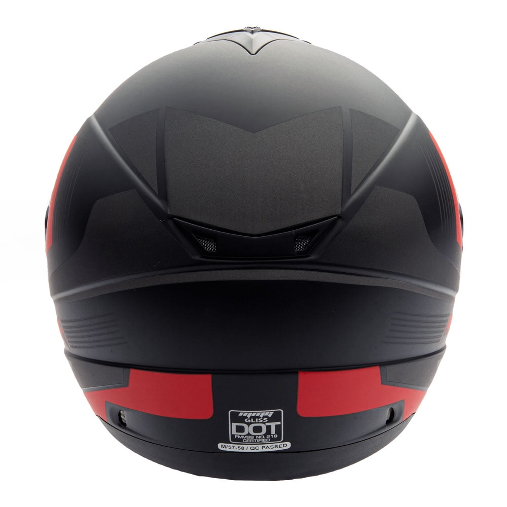 MMG Adult Motorcycle Full Face Helmet DOT with Spare Tinted Shield - Matte Black Red (X-Large) Model 26