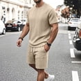 thumbnail image 5 of Gytharion 2 Piece Classic Summer Outfits for Men Round Neck Short Sleeve T-shirt with Elastic Waist Shorts Sets Soild Color Casual Sets, 5 of 8