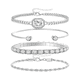 thumbnail image 1 of 4 pzs Pulseras plata para mujer,joyeria belug plateadas, 1 of 5