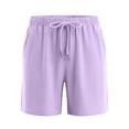 thumbnail image 5 of Fengqque 3 Pack Boys and Girls Shorts Athletic Casual Summer Teens Dstring Basketball Solid Color Shorts Purple 13-14 Years, 5 of 9
