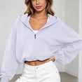 thumbnail image 3 of Oversized Cropped Hoodie Women Long Sleeve Drop Shoulder Boxy Fit Zip Up Hooded Sweatshirt with Pockets Casual Jacket, 3 of 5
