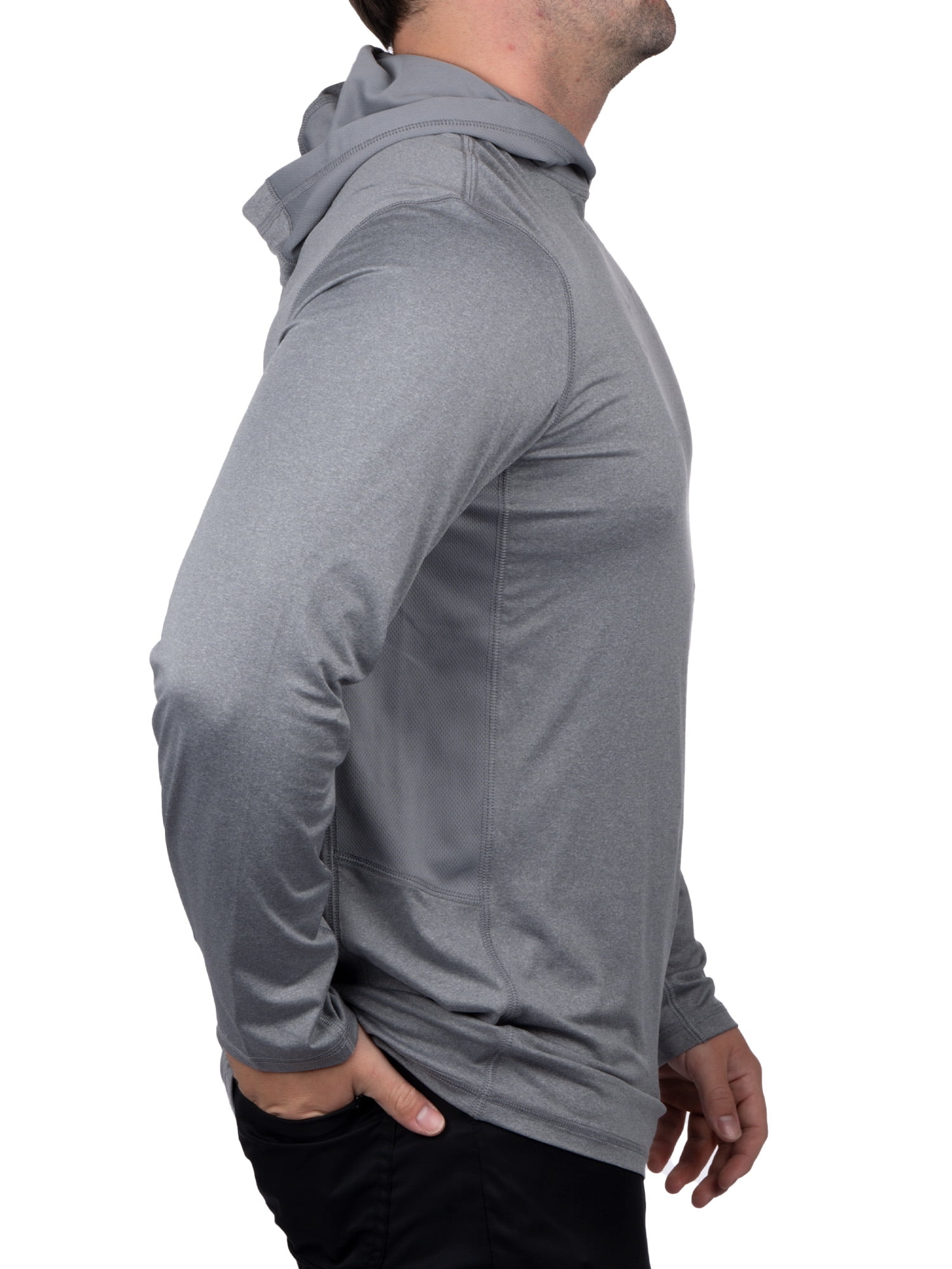 Realtree Mens Long Sleeve Jersey Recycled Polyester UPF Scent Control Heather Gray Hoodie- S