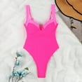 thumbnail image 4 of Swimsuit Coverup Womens High Cut Bathing Suits One Piece Push up Swimsuits Summer Outfits Swimwear Color Block Swimsuits, 4 of 9