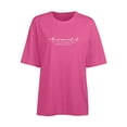 thumbnail image 2 of Daeful Ensemble de Survêtement Taille Élastique Tenues de Sport Col Rond Femmes Lettres Unies Deux Pièces Survêtement 2 Rose Rouge 2TG, 2 of 9