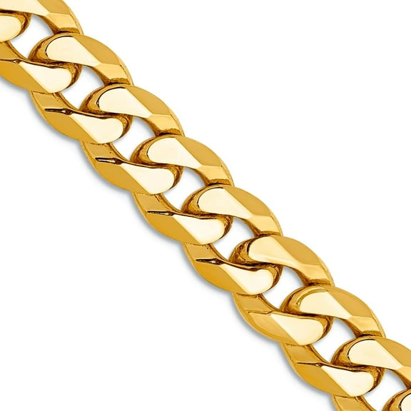 14k Yellow Gold Solid Polished 8mm Flat Beveled Curb Chain Necklace 24 Inch Lobster Claw Chain Necklace for Women and Me