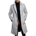 thumbnail image 2 of Danhjin Trench Coats for Men Long Open Front Lapel Long Jackets Long Sleeve Fall Winter Overcoats Business Casual Going out Fashion Outwear, 2 of 7