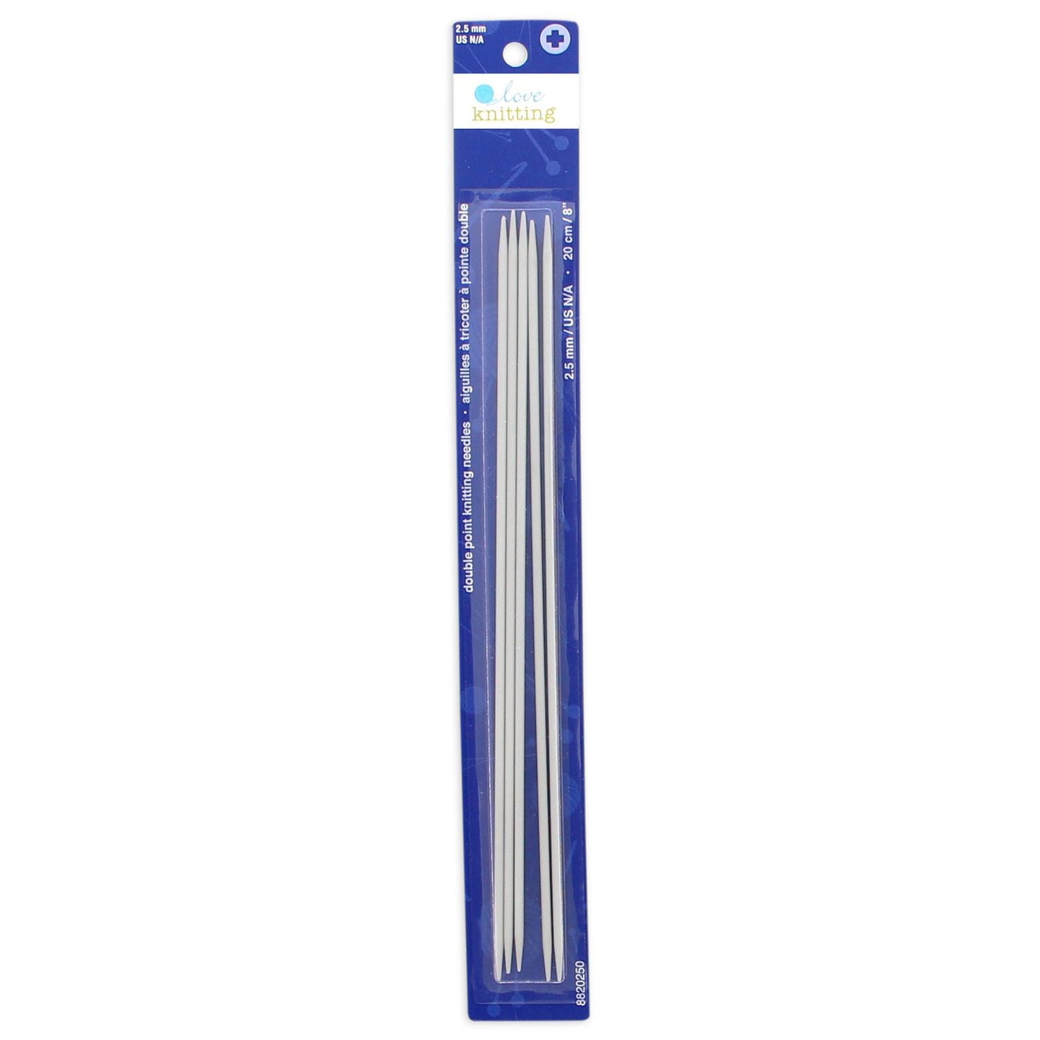 Aiguilles à tricoter 8" Love Knitting à pointe double - 5 pièces Tailles 2,25 - 10,0 mm