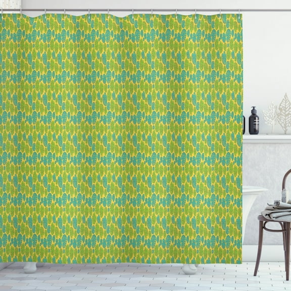 Ambesonne Philodendron Shower Curtain, Modern Summer Leaves, 69"Wx70"L, Mustard Lime Green