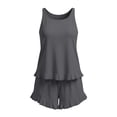 thumbnail image 6 of UAMVSH Pajama Sets for Women 2 Piece Ruffle Lounge Set Soft Crewneck Sleeveless Top with Shorts Sleepwear Set Cute Outfits, 6 of 7
