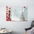 thumbnail image 1 of Wedding Decorations Tapestry, French Couple Hand Drawn Paris Eiffel Tower Getting Married Hearts, Wall Hanging for Bedroom Living Room Dorm Decor, 60W X 40L Inches, Blue Red White, by Ambesonne, 1 of 2