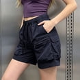 thumbnail image 5 of Women's Quick Dry Cargo Shorts, Elastic Waist Drawstring Hiking Shorts with Multi-Pockets, Lightweight and Breathable for Outdoor Activities and Casual Wear Black XL, 5 of 7