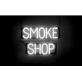 thumbnail image 1 of SpellBrite SMOKE SHOP LED Sign for Business. 21.4" x 15.0" White SMOKE SHOP Sign Has Neon Sign Look With Energy Efficient LED Light Source. Visible from 500+ Feet, 8 Animation Settings., 1 of 4