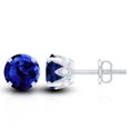thumbnail image 4 of Rosec Jewels Lab Grown Blue Sapphire Solitaire Stud Earrings - AAAA Grade - Sapphire Moissanite Earrings - with Jewelry Box, 14K White Gold, 4 of 7