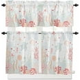 thumbnail image 2 of Kitchen Curtains Set, Red Orange Teal Coastal Kitchen Curtains and Valances Set, Nautical Summer Beach Sea Turtle Coral Rod Pocket Tier Curtains 36 Inch Length for Cafe/Bedroom Windows, 2 of 6