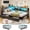 dark gray,Twin, variant on DRNANLIT Twin Corner Bed Frame with Storage Bookcase, LED Lights, 2 Drawers, Charging Station, Upholstered Headboard, Rustic Brown & Gray, No Box Spring Needed