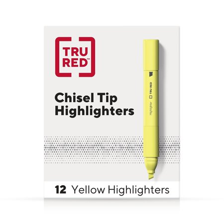 UPC: 0718103316675 | TRU RED Tank Highlighter with Grip Chisel Tip Yellow Dozen TR54579