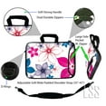 thumbnail image 3 of LSS 13.3 inch Laptop Sleeve Bag Notebook with Extra Side Pocket, Soft Carrying Handle & Removable Shoulder Strap for 12" 12.1" 13" 13.3" - White Pink Blue Flower Leaves, 3 of 3