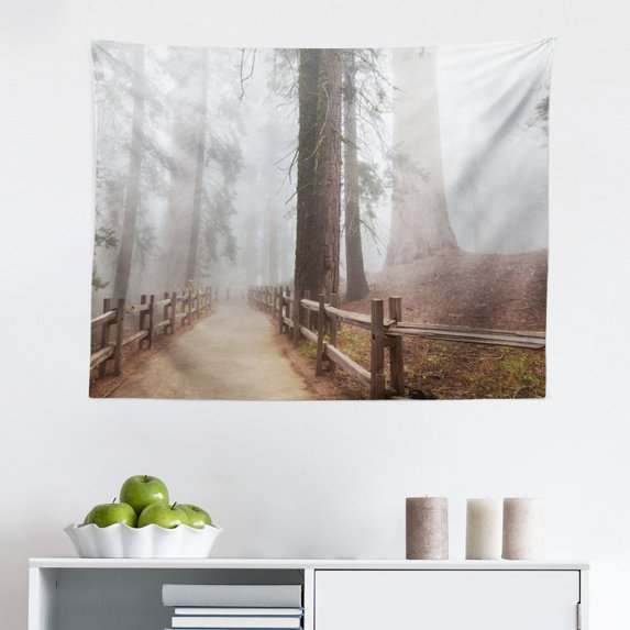 Yosemite Tapestry, El Capitan Half Dome and Bridalveil Falls Tourist Attraction Landscape Image Print, Fabric Wall Hanging Decor for Bedroom Living Room Dorm, 2 Sizes, Green Blue, by Ambesonne