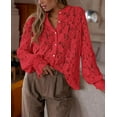 thumbnail image 3 of PRETTYGARDEN Women's Dressy Casual Lace Blouse Long Sleeve Button Up Shirts Tops Spring Fall Fashion Clothes, 3 of 8