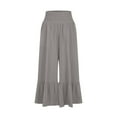 thumbnail image 3 of ZVNAΖH Pants for Women Casual Wide Leg Cotton Linen Loose Elastic Waist Pants for Women, 3 of 5