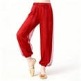 thumbnail image 5 of TEAJOPSUU Girl's Harem Dance Pants High Waisted Tribal Pants Sequin Stage Performance Pants Soft Stretchy Ankle Tied Pants A-Red, 5 of 5
