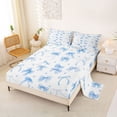 thumbnail image 2 of Erosebridal Blue Bow Heart Queen Sheet Sets for Boys Girls, Watercolor Ribbon Bed Set, 4pcs, 2 of 6