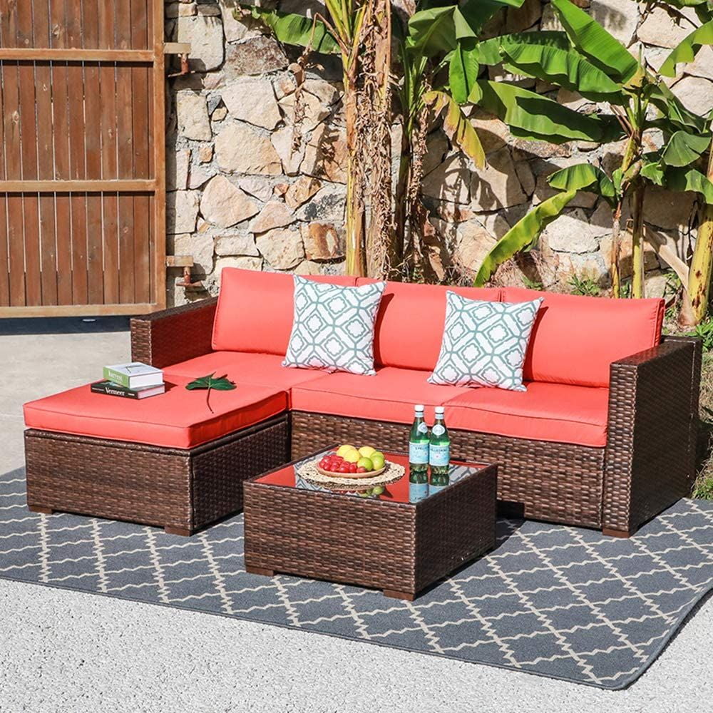 OC OrangeCasual 5Piece Patio Furniture Sets Outdoor Sofa Sectional