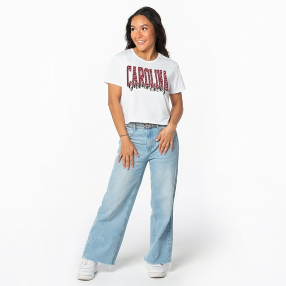 Women's ZooZatz White South Carolina Gamecocks Cropped T-Shirt