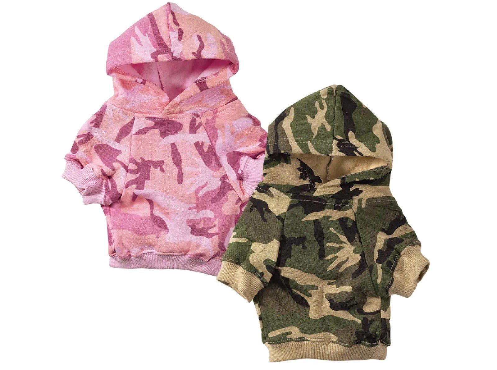 Camouflage Dog Hoodies Fleece Lined Chic Warm Pink or Green Camo Sweatshirts (Medium-Pink)