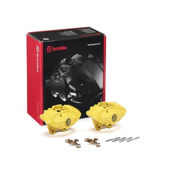 Brembo OE BMW 16-21 M2, 17-18 M3, 17-20 M4 Hydraulic Rear X-Style Brake Calipers - Yellow (Part No. FALH52)