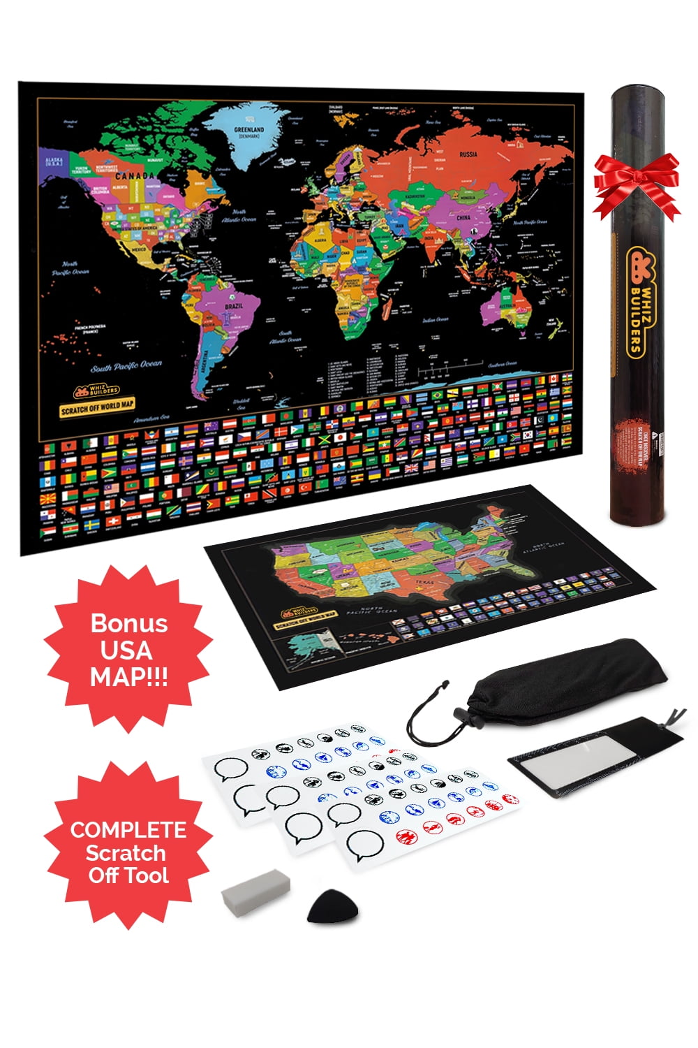 Large Wall Decor 24/'/' x 17/'/' USA Scratch off Map Traveler/'s Edition Art Poster