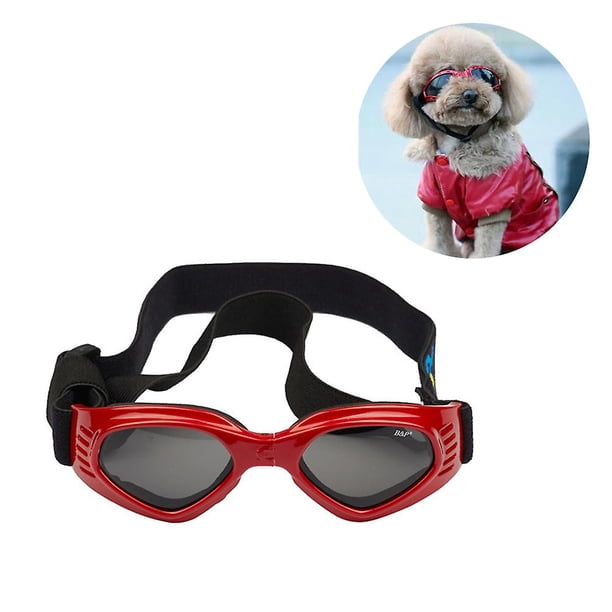 Gafas de sol plegables para perros, protección ocular para mascotas, gafas resistentes al viento para mascotas (rojas)