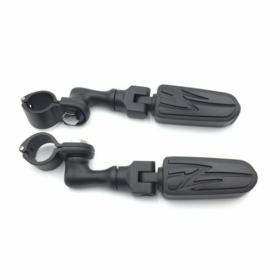 HTT-MOTOR Black Short Adjustable Peg Mounting Kit Lightning Style Foot Peg Footrest For Harley Sportster 883 1200 Street Bob Softail CVO 1 1/4 inch Front Engine Guard