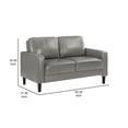 thumbnail image 5 of Rumi Loveseat- Gray Faux Leather- Modern Track Arms- Foam Cushions- 54 Inch, 5 of 6