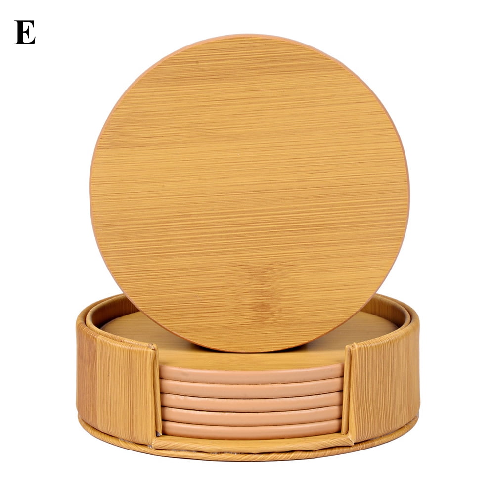 Yasu 6Pcs Faux Leather Marble Coasters Cup Mat Pad Holder Placemat