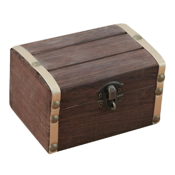 LAMIRO Pirate Wooden Box with Lid Home Decor Rustic Jewelry Key Lock