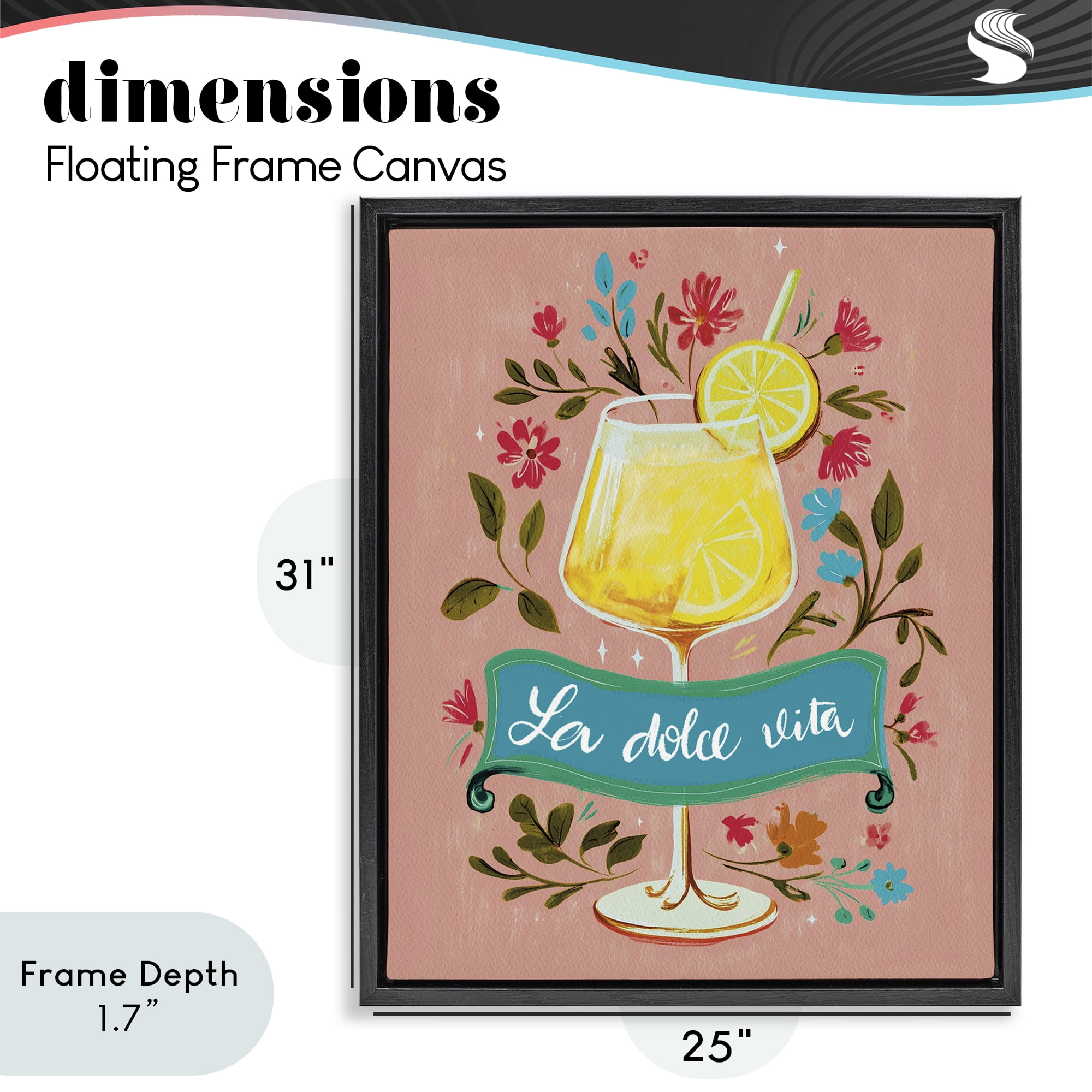 Stupell Industries Lemon Cocktail Sweet Life Black Framed Floater Canvas Wall Art, design by Yen