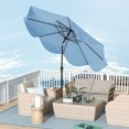 thumbnail image 4 of Patiojoy 9 FT Patio Umbrella Outdoor Double Top Umbrella with Ruffled Edges Push Button Tilt Crank 8 Ribs Fade-resistant Market Umbrella Navy, 4 of 9