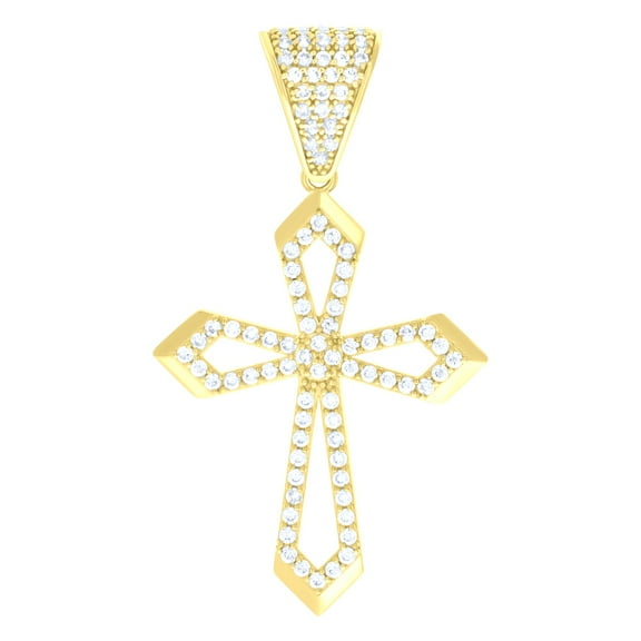 10kt Yellow Gold Mens Cubic-Zirconia Passion Cross Religious Charm Pendant