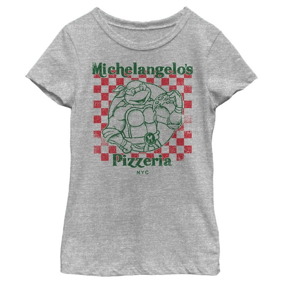 Girl's Teenage Mutant Ninja Turtles Michelangelo's Pizzeria  Graphic Tee Athletic Heather Medium