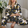 thumbnail image 6 of Lsque Lilies Flowers Pattern Long Sleeve Pajama Set for Women - Soft 2-Piece Sleepwear and Loungewear Set with Pockets, Comfy Nightwear-Small, 6 of 7