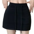 thumbnail image 2 of Skirts for Women Drawstring Sports Hip-wrapped High-waisted A-line Skirt for Women Black L, 2 of 6