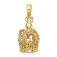 thumbnail image 4 of 14K Yellow Gold Polished Finish 3-Dimensional Beaded Crown Design Charm Pendant, 4 of 5