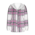thumbnail image 4 of qucoqpe Women's Color Blocked Plaid Fleece Jacket Fashion Casual Long Sleeve Warm Plushy Fuzzy Coat for Fall Winter, 4 of 6