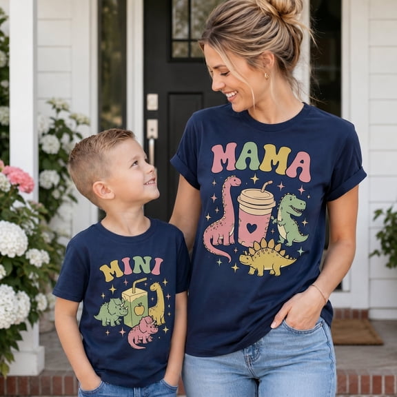 Mama and Mini Shirt, Dinosaur Mama Mini Matching Family Shirts, Cute Mom and Son Outfit, Mother Son Gift, Birthday Gift for Mama