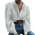 thumbnail image 5 of Button Down Shirts for Women Casual Long Sleeve Womens Cute Tops Shirt A Lapel Top, 5 of 9
