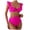 b23-Hot Pink, variant on 2 Piece Bathing Suit For Women Solid Ruffle Trim Bikini Set High Waisted Tummy Control Swimsuit Summer Swimwear Size S,Orange