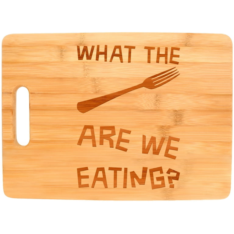 ThisWear Funny Chef Gifts What the Fork Are We Eating Funny Gag Gift Kitchen  Big Rectangle Bamboo Cutting Board 